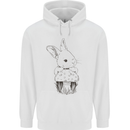 Mushroom and a Cute Rabbit Foraging Mycology Mens 80% Cotton Hoodie White