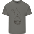 Mushroom and a Cute Rabbit Foraging Mycology Mens Cotton T-Shirt Tee Top Charcoal