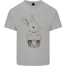 Mushroom and a Cute Rabbit Foraging Mycology Mens Cotton T-Shirt Tee Top Sports Grey