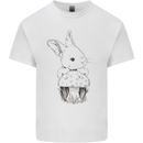 Mushroom and a Cute Rabbit Foraging Mycology Mens Cotton T-Shirt Tee Top White