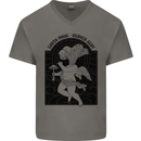 Mushrooms Earth Made Heaven Sent Fungi Mens V-Neck Cotton T-Shirt Charcoal