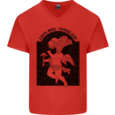 Mushrooms Earth Made Heaven Sent Fungi Mens V-Neck Cotton T-Shirt Red