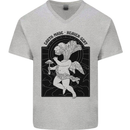 Mushrooms Earth Made Heaven Sent Fungi Mens V-Neck Cotton T-Shirt Sports Grey