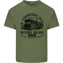 National Railway Locomotive Train Trainspotting Mens Cotton T-Shirt Tee Top Military Green
