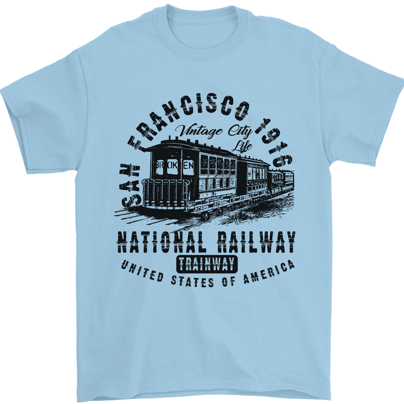 National Railway Locomotive Train Trainspotting Mens T-Shirt 100% Cotton Light Blue