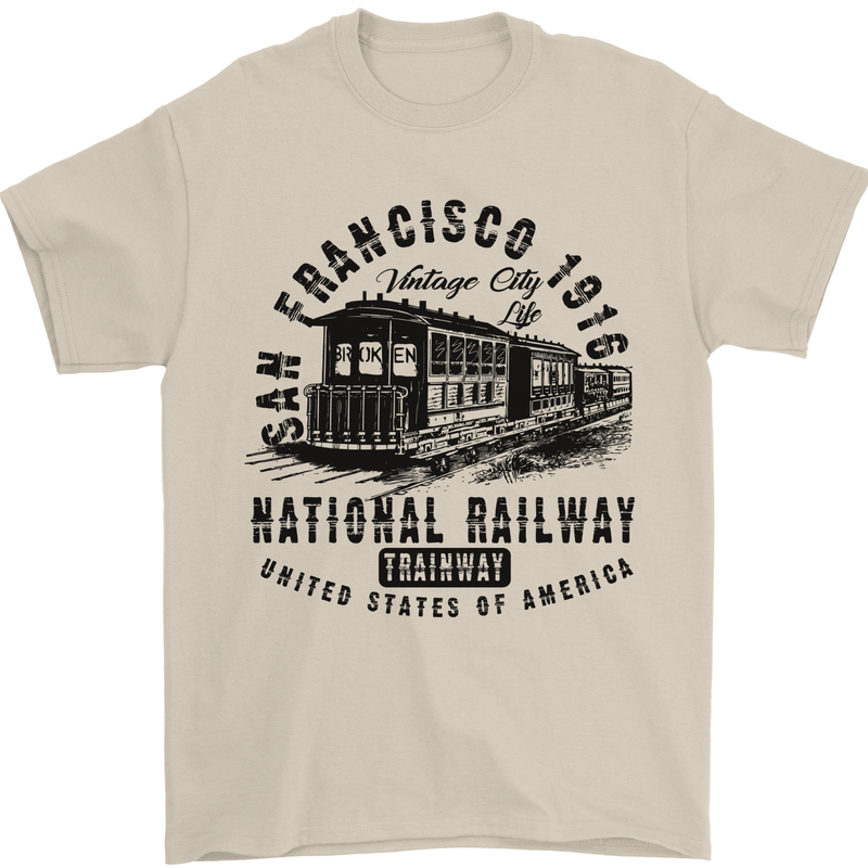 National Railway Locomotive Train Trainspotting Mens T-Shirt 100% Cotton Sand