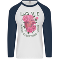 Love Makes Everything Grow Valentines Day Mens L/S Baseball T-Shirt White/Navy Blue