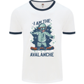 I Am the Avalanche Funny Snowboarding Mens Ringer T-Shirt White/Navy Blue