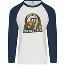Farm Girls Can Do It All Funny Farming Mens L/S Baseball T-Shirt White/Navy Blue