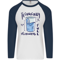 Technically the Glass is Always Full Science Geek Mens L/S Baseball T-Shirt White/Navy Blue