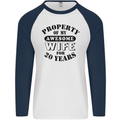 20th Wedding Anniversary 20 Year Funny Wife Mens L/S Baseball T-Shirt White/Navy Blue