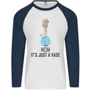 Just a Vase Funny Bong Weed Cannabis Drugs Mens L/S Baseball T-Shirt White/Navy Blue