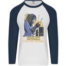 Future Spark Female Welder Welding Mens L/S Baseball T-Shirt White/Navy Blue