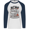 Types of Hot Dogs Funny Fast Food Mens L/S Baseball T-Shirt White/Navy Blue
