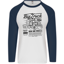 HGV Driver Big Truck Lorry Mens L/S Baseball T-Shirt White/Navy Blue