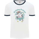 Birthday Princess Unicorn 4th 5th 6th 7th 8th Mens Ringer T-Shirt White/Navy Blue