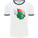 Curled Madagascar Flag Madagascan Day Football Mens Ringer T-Shirt White/Navy Blue