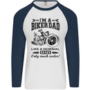Im a Biker Dad Funny Fathers Day Motorcycle Mens L/S Baseball T-Shirt White/Navy Blue