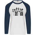 Chess Elements Periodic Table Mens L/S Baseball T-Shirt White/Navy Blue