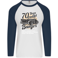 70 Year Old Banger Birthday 70th Year Old Mens L/S Baseball T-Shirt White/Navy Blue