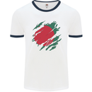 Torn Bangladesh Flag Bangladeshi Day Football Mens Ringer T-Shirt White/Navy Blue