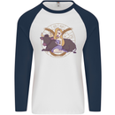 Taurus Star Sign Zodiac Astrological Mens L/S Baseball T-Shirt White/Navy Blue