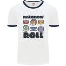Kawaii Sushi Rainbow Roll Fish Mens Ringer T-Shirt White/Navy Blue