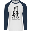 Music Connects Funny Valentines Day Mens L/S Baseball T-Shirt White/Navy Blue