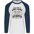 An Awesome Rugby Player Looks Like Union Mens L/S Baseball T-Shirt White/Navy Blue