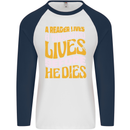Bookworm Reading a Reader Dies Funny Mens L/S Baseball T-Shirt White/Navy Blue
