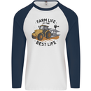 Farm Life is the Best Life Farming Farmer Mens L/S Baseball T-Shirt White/Navy Blue