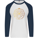 Spiritual Yoga Meditation Peace Mens L/S Baseball T-Shirt White/Navy Blue