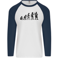 Bavarian Beer Evolution Oktoberfest Mens L/S Baseball T-Shirt White/Navy Blue