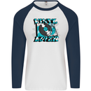 Vinyl Records Lover Decks Turntable DJ Mens L/S Baseball T-Shirt White/Navy Blue