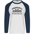 Property of My Awesome Fiance Mens L/S Baseball T-Shirt White/Navy Blue