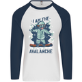 I Am the Avalanche Funny Snowboarding Mens L/S Baseball T-Shirt White/Navy Blue