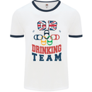 GB Drinking Team Funny Stag Do Doo Beer Mens Ringer T-Shirt White/Navy Blue