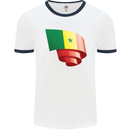 Curled Senegal Flag Senegalese Day Football Mens Ringer T-Shirt White/Navy Blue