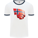 Curled Norway Flag Norwegian Day Football Mens Ringer T-Shirt White/Navy Blue