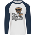 The Dog Father Funny Fathers Day Dad Daddy Mens L/S Baseball T-Shirt White/Navy Blue