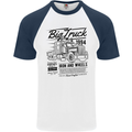 HGV Driver Big Truck Lorry Mens S/S Baseball T-Shirt White/Navy Blue