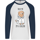 Dog Trust Me I'm a Dogctor Doctor Vet Funny Mens L/S Baseball T-Shirt White/Navy Blue