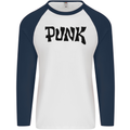 Punk As Worn By Mens L/S Baseball T-Shirt White/Navy Blue