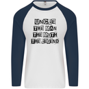 Uncle the Man the Myth the Legend Mens L/S Baseball T-Shirt White/Navy Blue