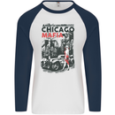 American Chicago Mafia Mens L/S Baseball T-Shirt White/Navy Blue