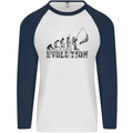 Evolution of a Fisherman Funny Fisherman Mens L/S Baseball T-Shirt White/Navy Blue