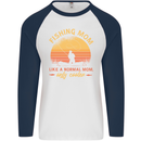 Fishing Mom Like a Normal but Cooler Mens L/S Baseball T-Shirt White/Navy Blue
