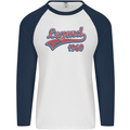 Legend Since 54th Birthday 1969 Mens L/S Baseball T-Shirt White/Navy Blue