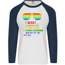 Want to Break Free Ride My Bike Funny LGBT Mens L/S Baseball T-Shirt White/Navy Blue