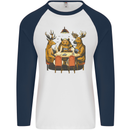 Animals Funny Wildlife Poker Game Cards Mens L/S Baseball T-Shirt White/Navy Blue